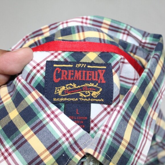 Cremieux Men Red Blue Plaid Button Down Shirt Short Sleeve Casual Size Large - Picture 6 of 7